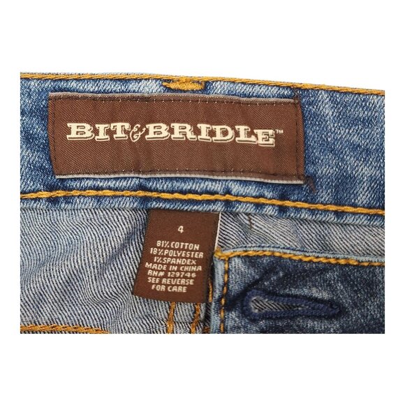 Bit & Bridle Womens Denim Mini Skirt Size 4 Blue Cotton Blend Stretch - Picture 4 of 9